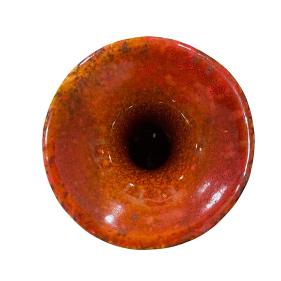 Vintage Red Rust Speckled Earthtone And Unglazed Abstract Design Ceramic Vase - Picture 11 of 16